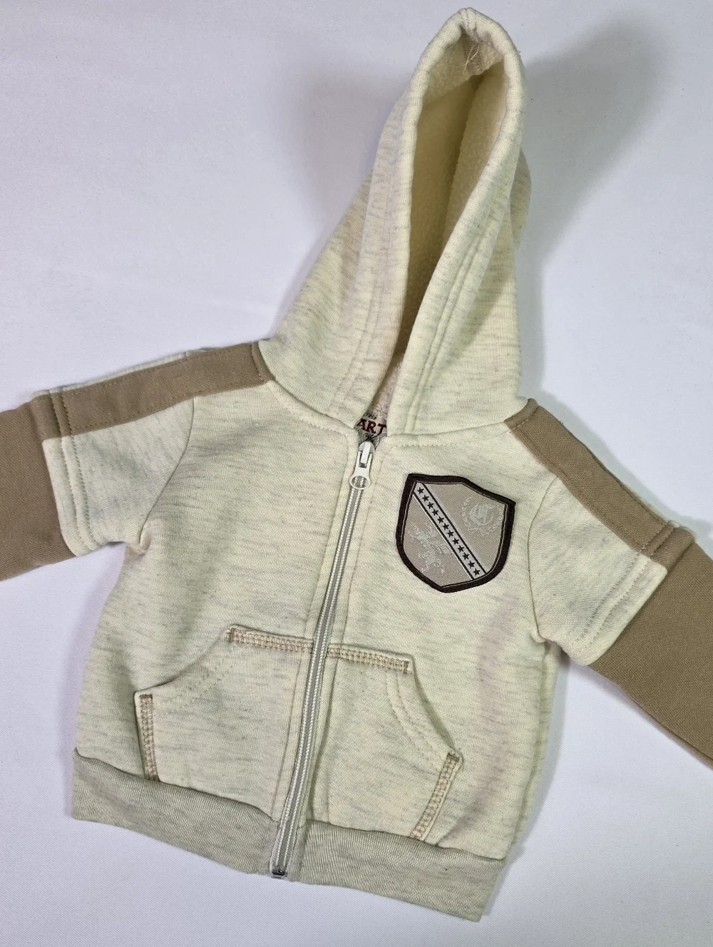 Vintage Carter’s Baby Hoodie Jacket 3-6M Cream Zip Y2K Logo